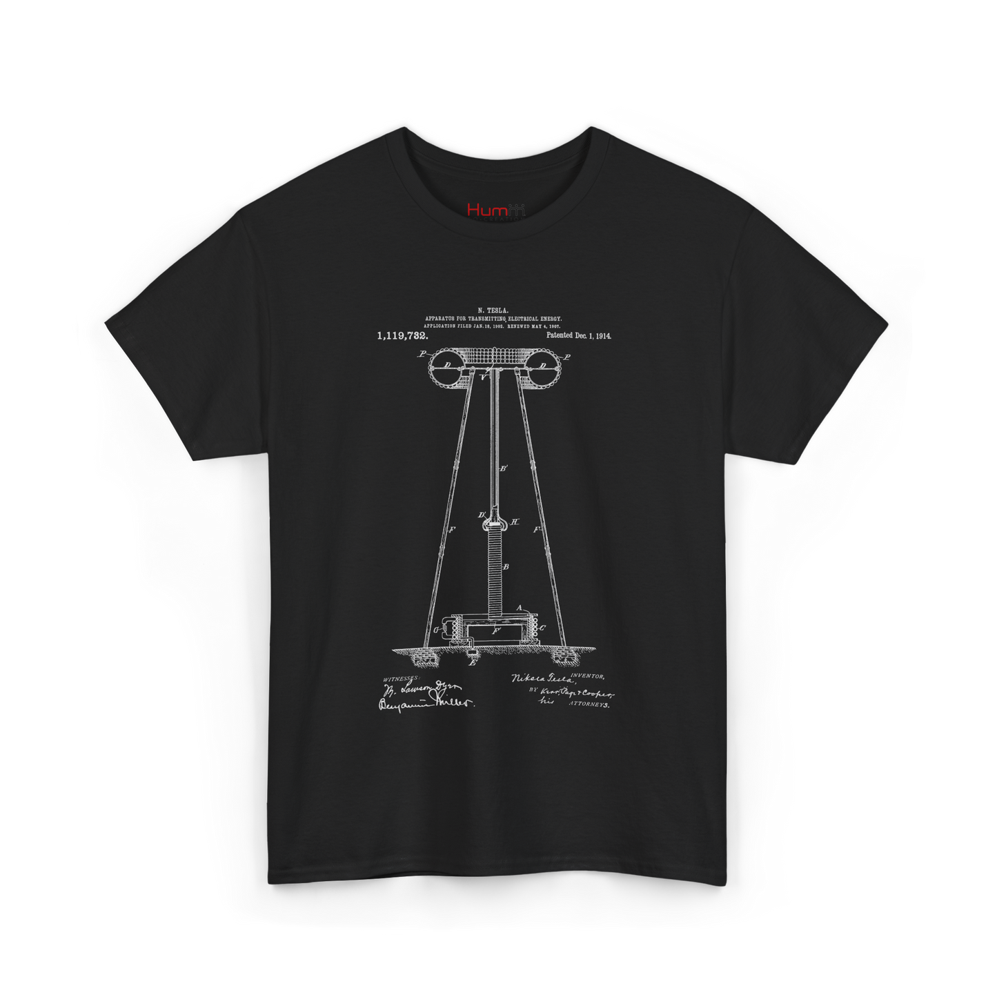 Polera Unisex con diseño de Patente de Transmisor de Energía Eléctrica