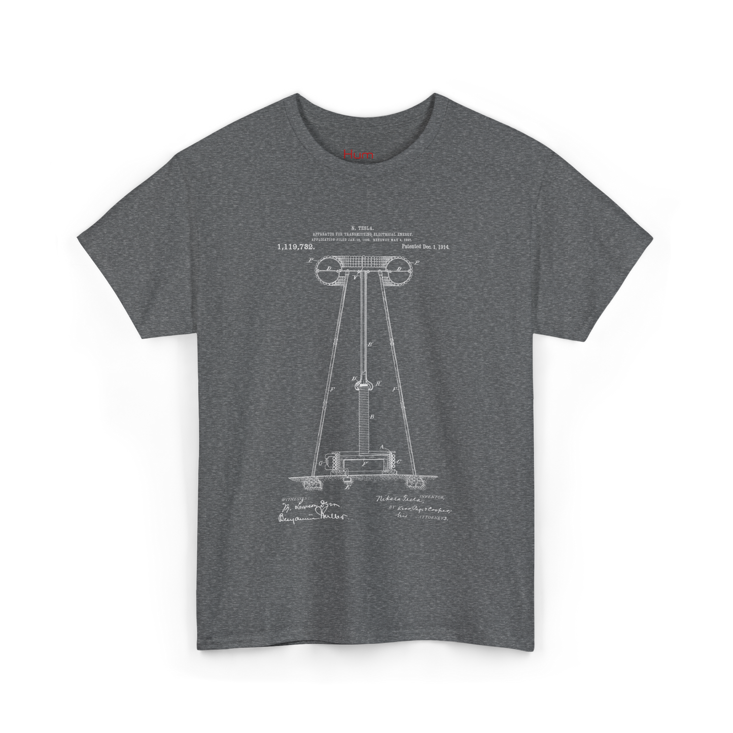 Polera Unisex con diseño de Patente de Transmisor de Energía Eléctrica