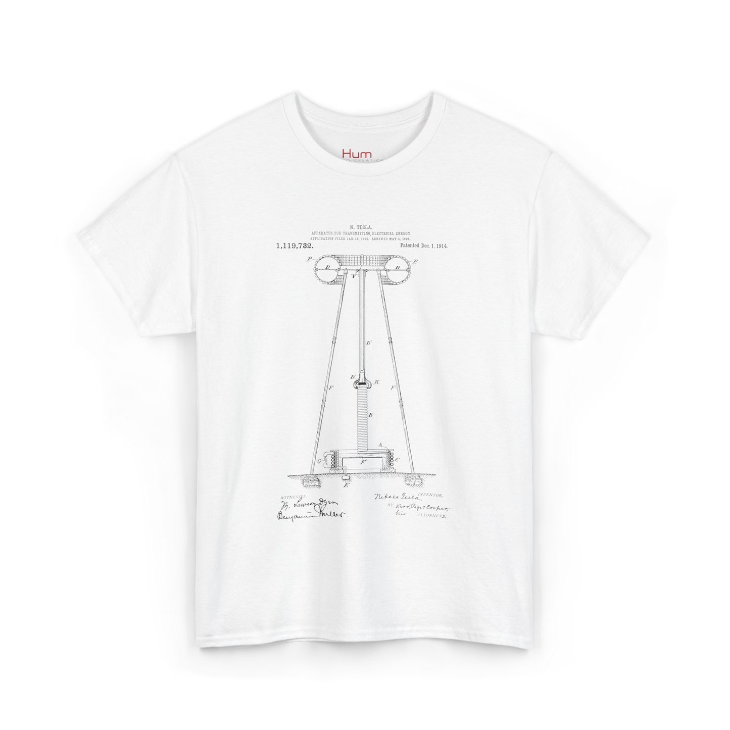 Polera Unisex con diseño de Patente de Transmisor de Energía Eléctrica