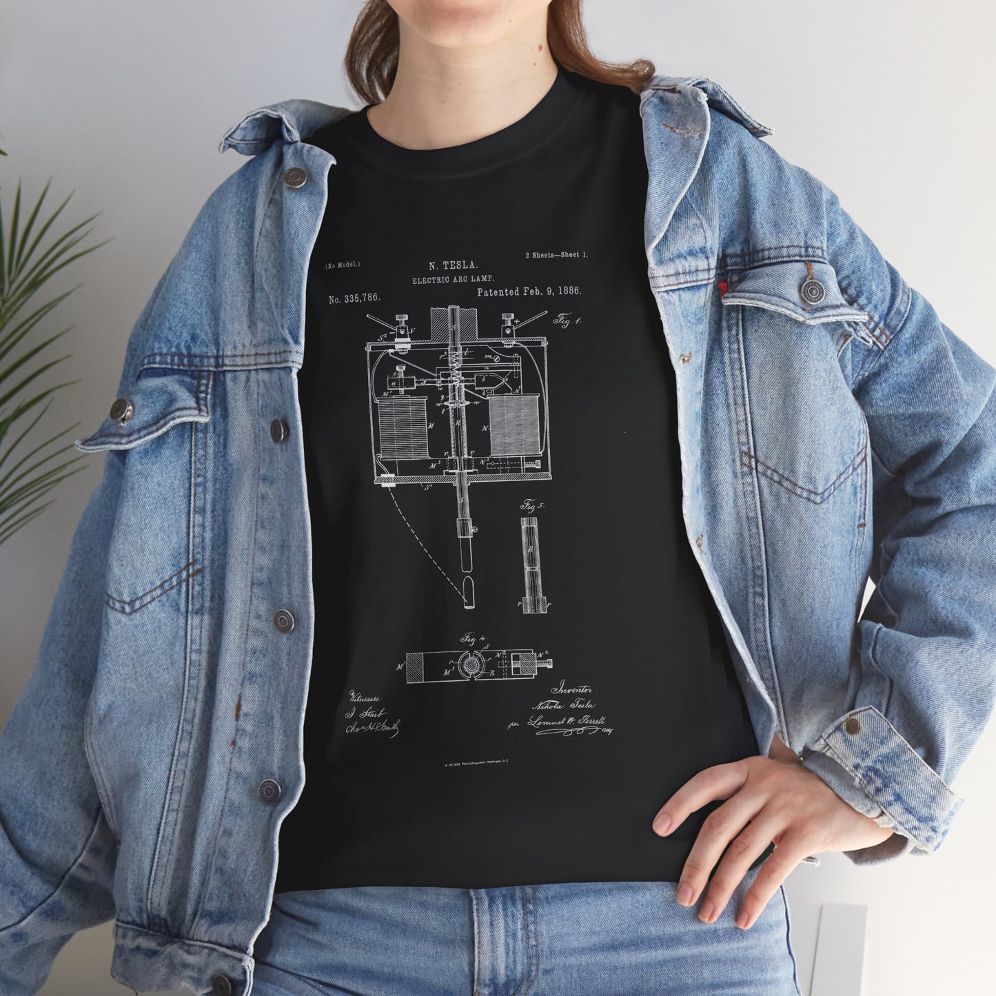 Polera Unisex con diseño de Patente de Lámpara de Arco Eléctrico