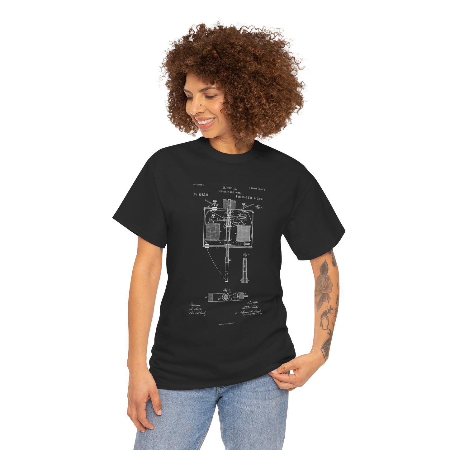 Polera Unisex con diseño de Patente de Lámpara de Arco Eléctrico