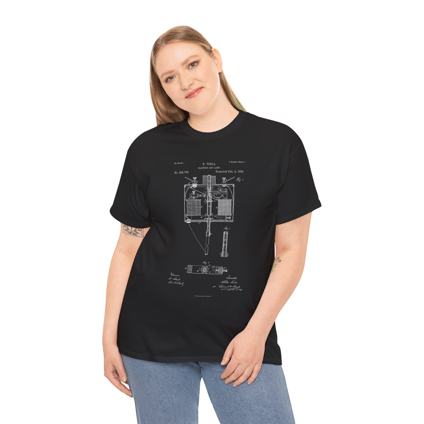 Polera Unisex con diseño de Patente de Lámpara de Arco Eléctrico