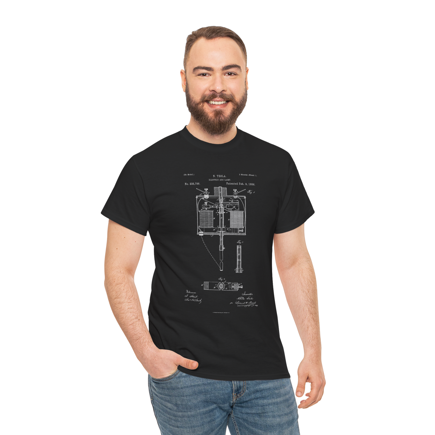 Polera Unisex con diseño de Patente de Lámpara de Arco Eléctrico