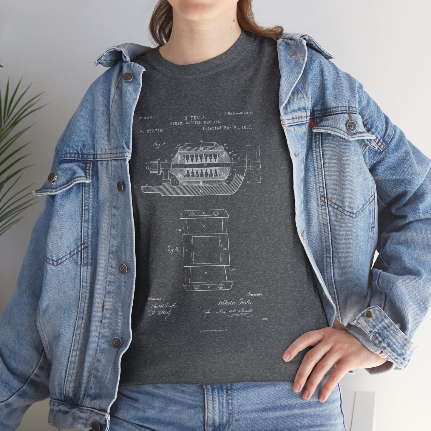 Polera Unisex con diseño de Patente de Dynamo Eléctrico II