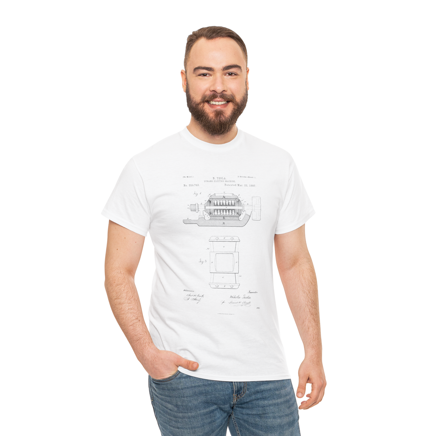 Polera Unisex con diseño de Patente de Dynamo Eléctrico II